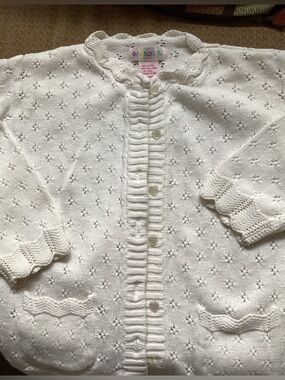 Gymboree Cream Eyelet Heart-Button Cardigan 100%Cotton